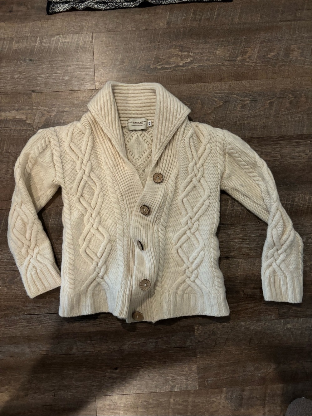 Cozy Cable-Knit Shawl Collar Cardigan - Cream